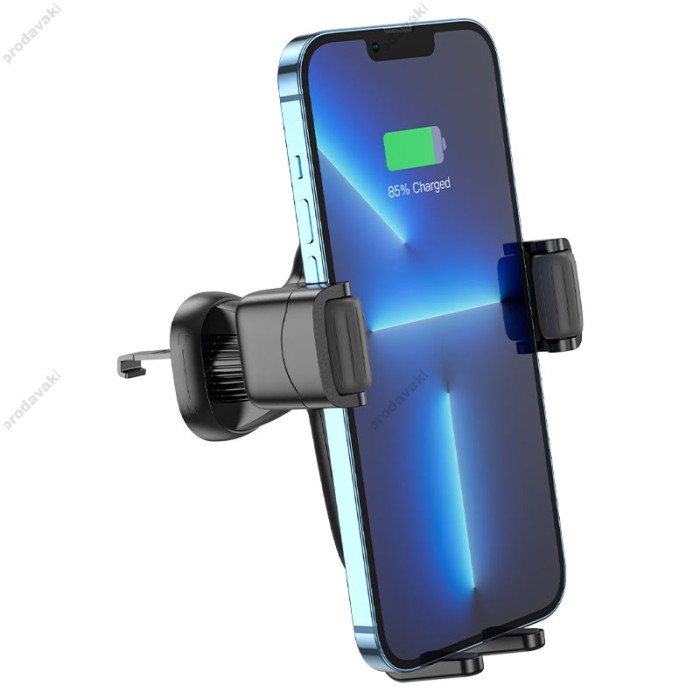 Автомобільний тримач із бездротовою зарядкою Hoco HW1 Pro wireless fast charge (air outlet) Black